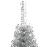 Artificial Half Christmas Tree with Stand Silver 180 cm PET - Top-Down View