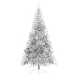 Artificial Half Christmas Tree with Stand Silver 210 cm PET - Front View
