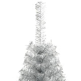 Artificial Half Christmas Tree with Stand Silver 210 cm PET - Top-Down View