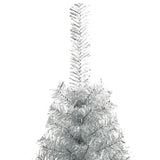 Artificial Half Christmas Tree with Stand Silver 240 cm PET - Top-Down View