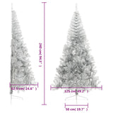 Artificial Half Christmas Tree with Stand Silver 240 cm PET - Low Angle