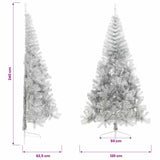 Artificial Half Christmas Tree with Stand Silver 240 cm PET - Extra Image