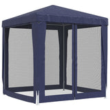 Party Tent with 4 Mesh Sidewalls Blue 2x2 m HDPE - 45-Degree Angle