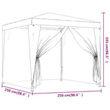 Party Tent with 4 Mesh Sidewalls Blue 2.5x2.5 m HDPE - Close-Up Angle