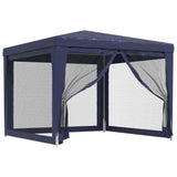 Party Tent with 4 Mesh Sidewalls Blue 3x3 m HDPE - Front View