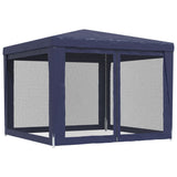 Party Tent with 4 Mesh Sidewalls Blue 3x3 m HDPE - 45-Degree Angle