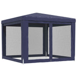 Party Tent with 4 Mesh Sidewalls Blue 3x3 m HDPE