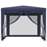 Party Tent with 4 Mesh Sidewalls Blue 3x3 m HDPE - 45-Degree Angle