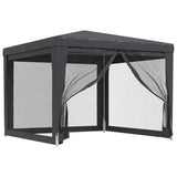 Party Tent with 4 Mesh Sidewalls Anthracite 3x3 m HDPE - Front View