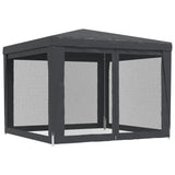 Party Tent with 4 Mesh Sidewalls Anthracite 3x3 m HDPE - 45-Degree Angle
