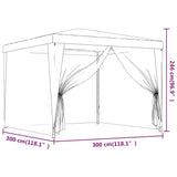 Party Tent with 4 Mesh Sidewalls Anthracite 3x3 m HDPE - Close-Up Angle