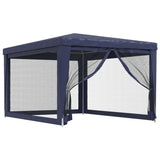 Party Tent with 4 Mesh Sidewalls Blue 3x4 m HDPE - Front View