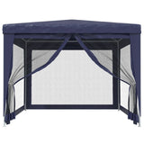 Party Tent with 4 Mesh Sidewalls Blue 3x4 m HDPE - Side View