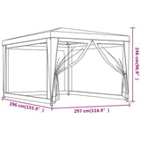 Party Tent with 4 Mesh Sidewalls Blue 3x4 m HDPE - Close-Up Angle