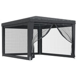 Party Tent with 4 Mesh Sidewalls Anthracite 3x4 m HDPE - Front View