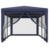 Party Tent with 6 Mesh Sidewalls Blue 3x6 m HDPE