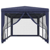Party Tent with 6 Mesh Sidewalls Blue 3x6 m HDPE - Side View