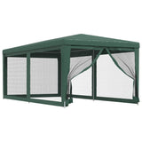 Party Tent with 6 Mesh Sidewalls Green 3x6 m HDPE - Front View