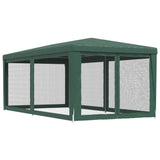 Party Tent with 6 Mesh Sidewalls Green 3x6 m HDPE - 45-Degree Angle