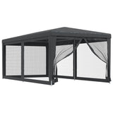 Party Tent with 6 Mesh Sidewalls Anthracite 3x6 m HDPE - Front View