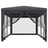 Party Tent with 6 Mesh Sidewalls Anthracite 3x6 m HDPE - Side View