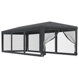 Party Tent with 8 Mesh Sidewalls Anthracite 3x9 m HDPE - Front View