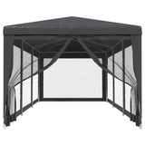 Party Tent with 8 Mesh Sidewalls Anthracite 3x9 m HDPE - Side View