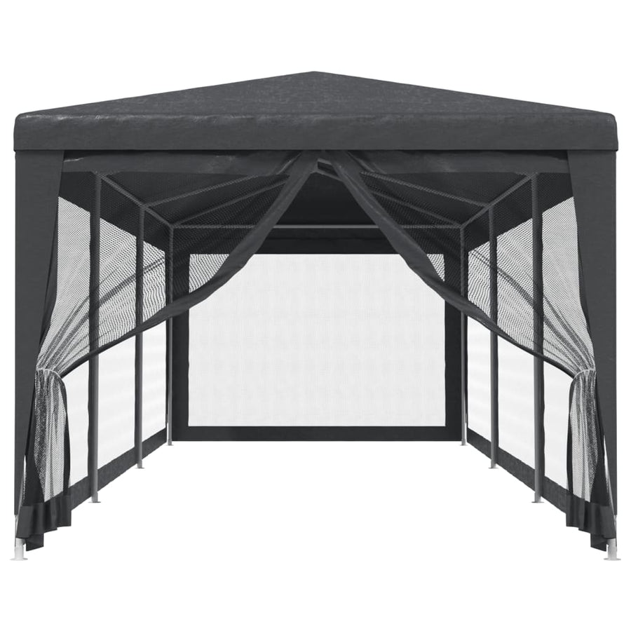 Party Tent with 8 Mesh Sidewalls Anthracite 3x9 m HDPE