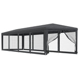 Party Tent with 10 Mesh Sidewalls Anthracite 3x12 m HDPE - Front View