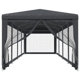Party Tent with 10 Mesh Sidewalls Anthracite 3x12 m HDPE - Side View