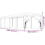 Party Tent with 10 Mesh Sidewalls Anthracite 3x12 m HDPE - Close-Up Angle