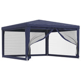 Party Tent with 4 Mesh Sidewalls Blue 4x4 m HDPE - Front View