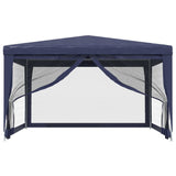 Party Tent with 4 Mesh Sidewalls Blue 4x4 m HDPE - Side View