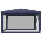 Party Tent with 4 Mesh Sidewalls Blue 4x4 m HDPE - Top-Down View