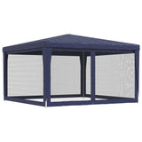 Party Tent with 4 Mesh Sidewalls Blue 4x4 m HDPE - 45-Degree Angle
