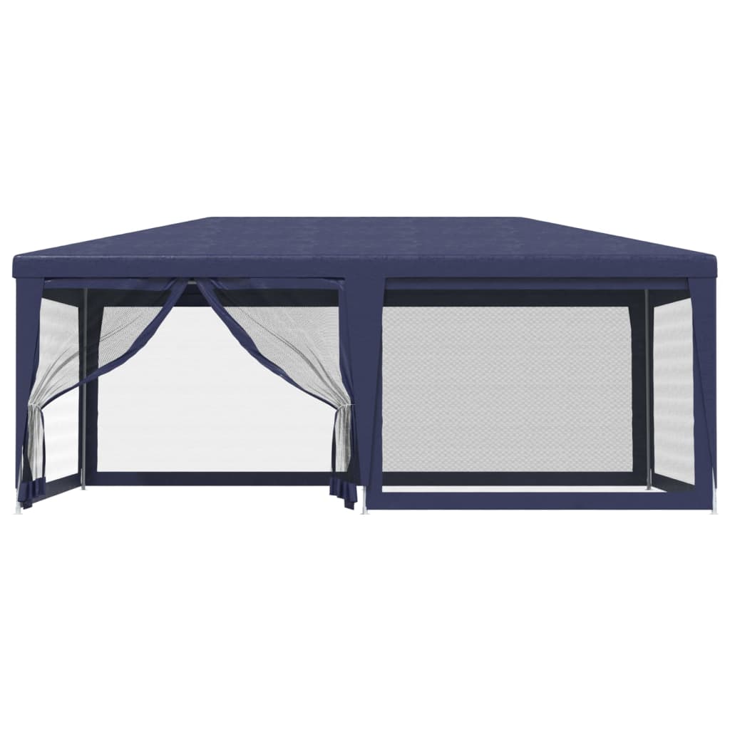 Party Tent with 6 Mesh Sidewalls Blue 6x4 m HDPE