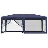 Party Tent with 6 Mesh Sidewalls Blue 6x4 m HDPE