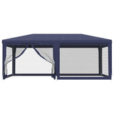 Party Tent with 6 Mesh Sidewalls Blue 6x4 m HDPE - Side View