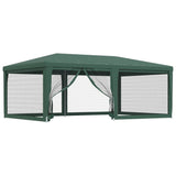 Party Tent with 6 Mesh Sidewalls Green 6x4 m HDPE - Front View