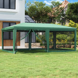 Party Tent with 6 Mesh Sidewalls Green 6x4 m HDPE