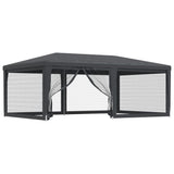 Party Tent with 6 Mesh Sidewalls Anthracite 6x4 m HDPE - Front View