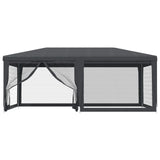 Party Tent with 6 Mesh Sidewalls Anthracite 6x4 m HDPE - Side View