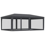 Party Tent with 6 Mesh Sidewalls Anthracite 6x4 m HDPE - 45-Degree Angle