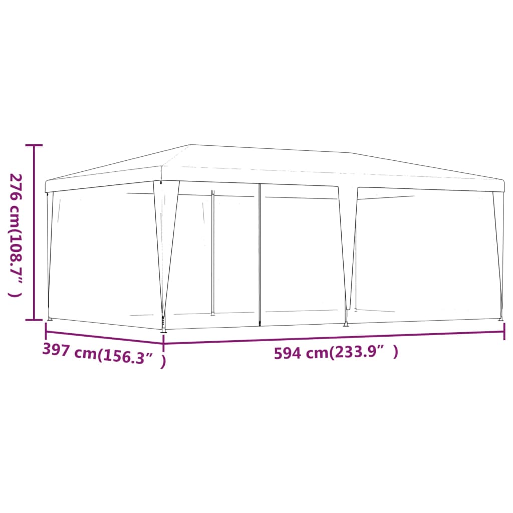 Party Tent with 6 Mesh Sidewalls Anthracite 6x4 m HDPE