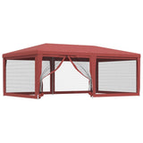 Party Tent with 6 Mesh Sidewalls Red 6x4 m HDPE - Front View