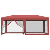 Party Tent with 6 Mesh Sidewalls Red 6x4 m HDPE - Side View