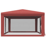 Party Tent with 6 Mesh Sidewalls Red 6x4 m HDPE
