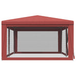 Party Tent with 6 Mesh Sidewalls Red 6x4 m HDPE