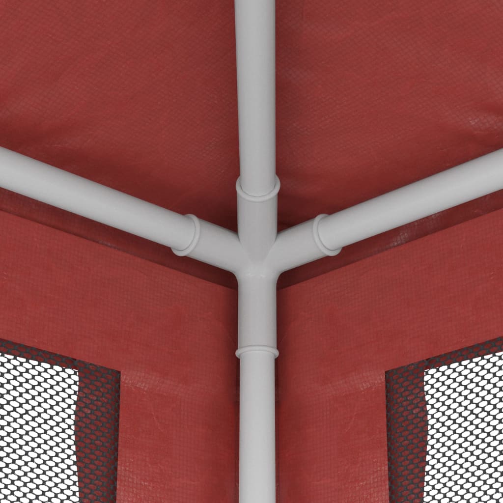Party Tent with 6 Mesh Sidewalls Red 6x4 m HDPE
