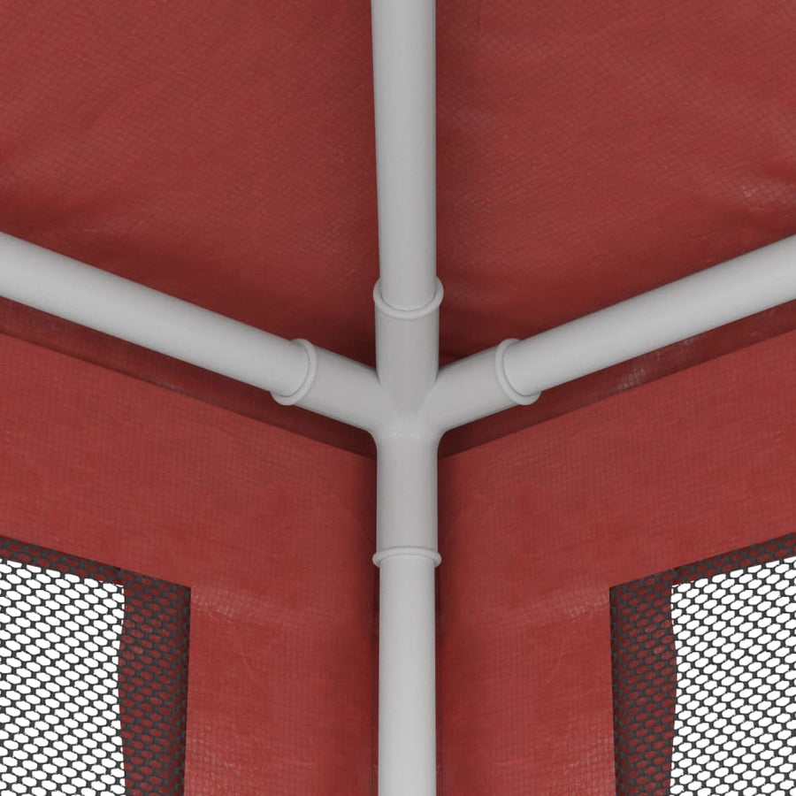 Party Tent with 6 Mesh Sidewalls Red 6x4 m HDPE